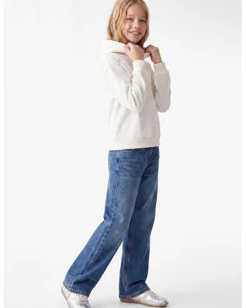 Blugi relaxed fit cu talie medie, Albastru melange