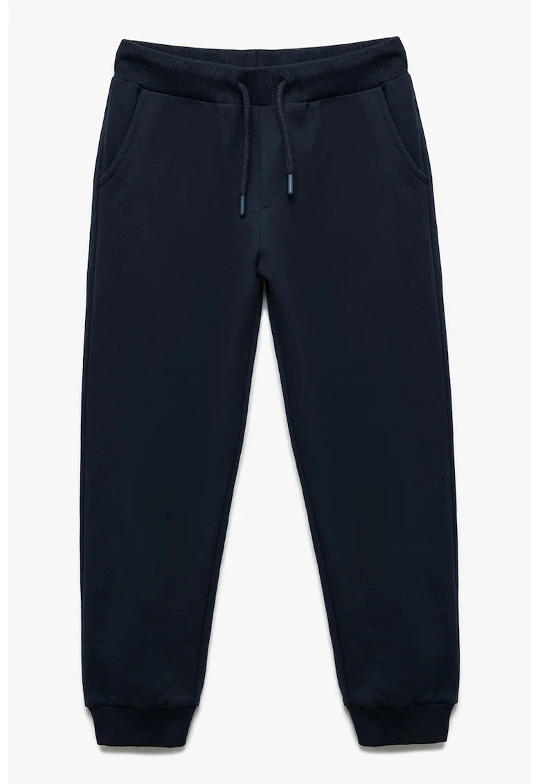 Pantaloni de trening cu model uni si talie ajustabila, Albastru ultramarin