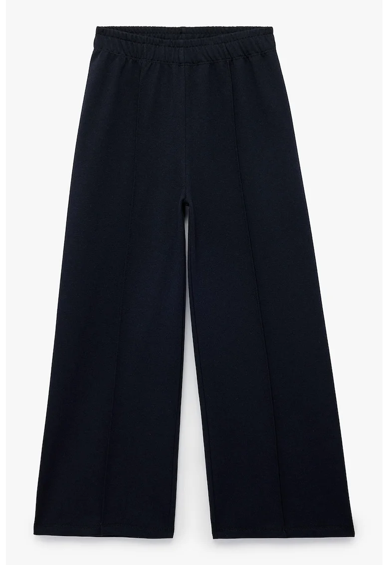 Pantaloni cu croiala ampla si model uni, Bleumarin