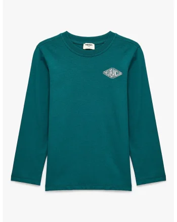 Bluza cu imprimeu pe partea din spate, Verde smarald