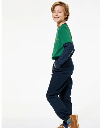 Pantaloni relaxed fit cu snur de ajustare in talie, Bleumarin