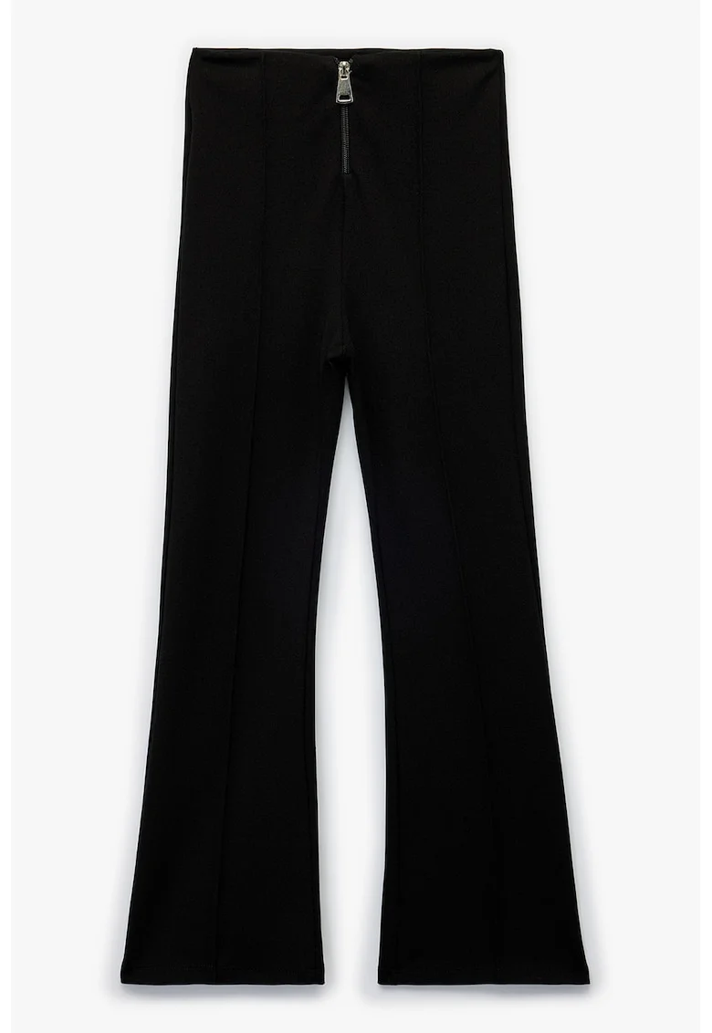 Pantaloni evazati cu talie medie, Negru