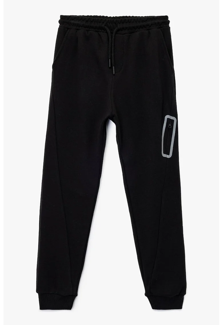 Pantaloni de trening cu buzunar cu fermoar, Negru