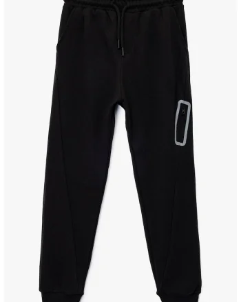 Pantaloni de trening cu buzunar cu fermoar, Negru