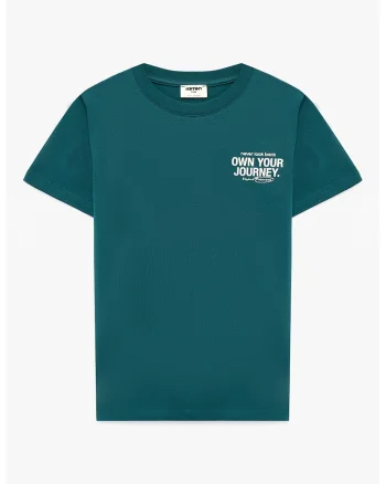 Tricou din bumbac cu imprimeu text, Verde smarald