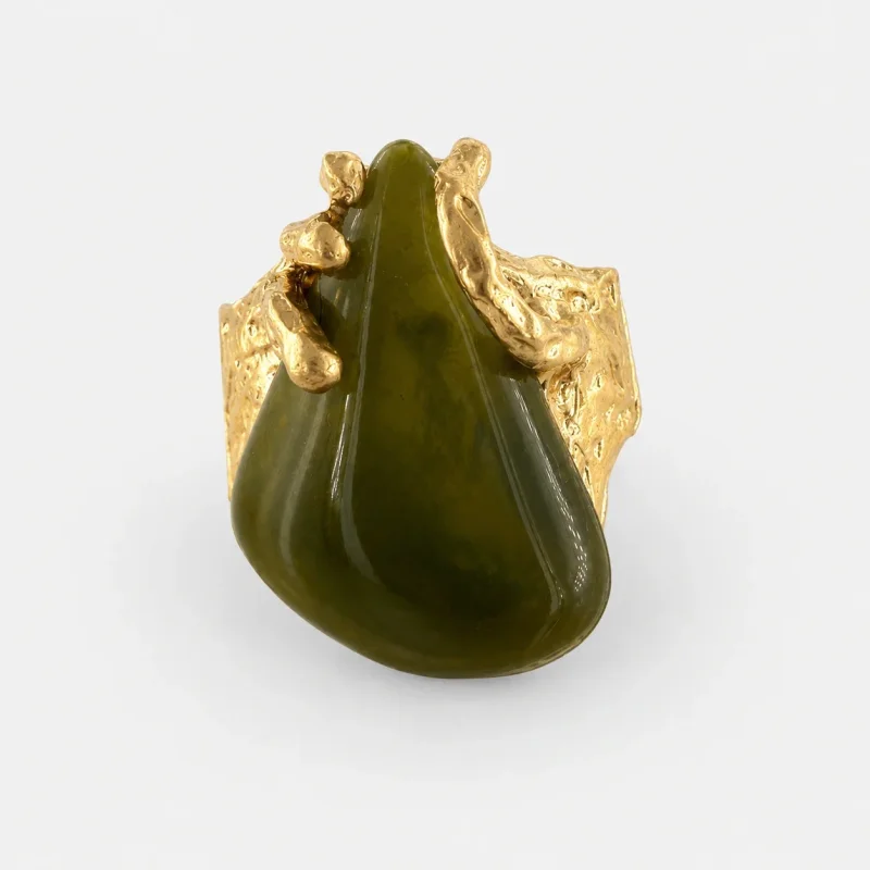 Inel dama statement auriu reglabil cu design sculptural Olive