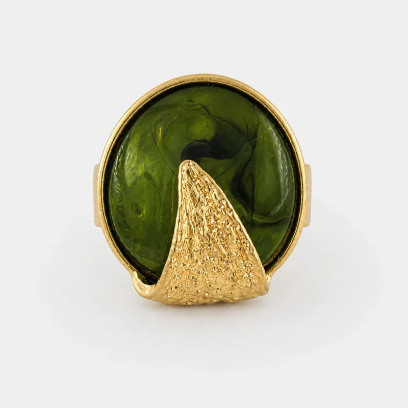 Inel dama statement auriu reglabil cu design contemporan Olive Stone