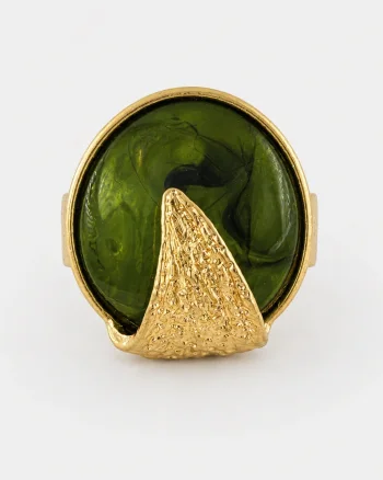 Inel dama statement auriu reglabil cu design contemporan Olive Stone