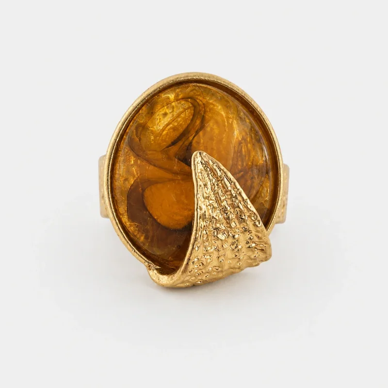 Inel dama statement auriu reglabil cu design contemporan Amber