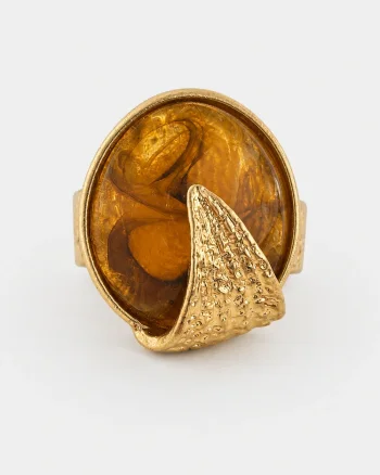 Inel dama statement auriu reglabil cu design contemporan Amber