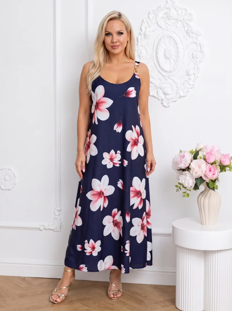 Rochie lunga cu imprimeu floral ...