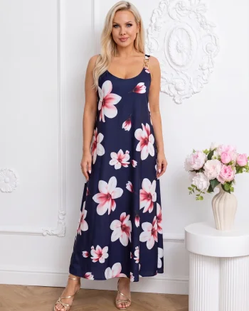 Rochie lunga cu imprimeu floral ...