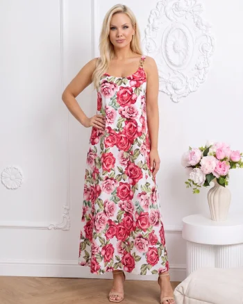 Rochie florala lunga cu detalii ...