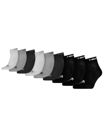 Set de sosete unisex, scurte cu model - 9 perechi, Negru/Gri