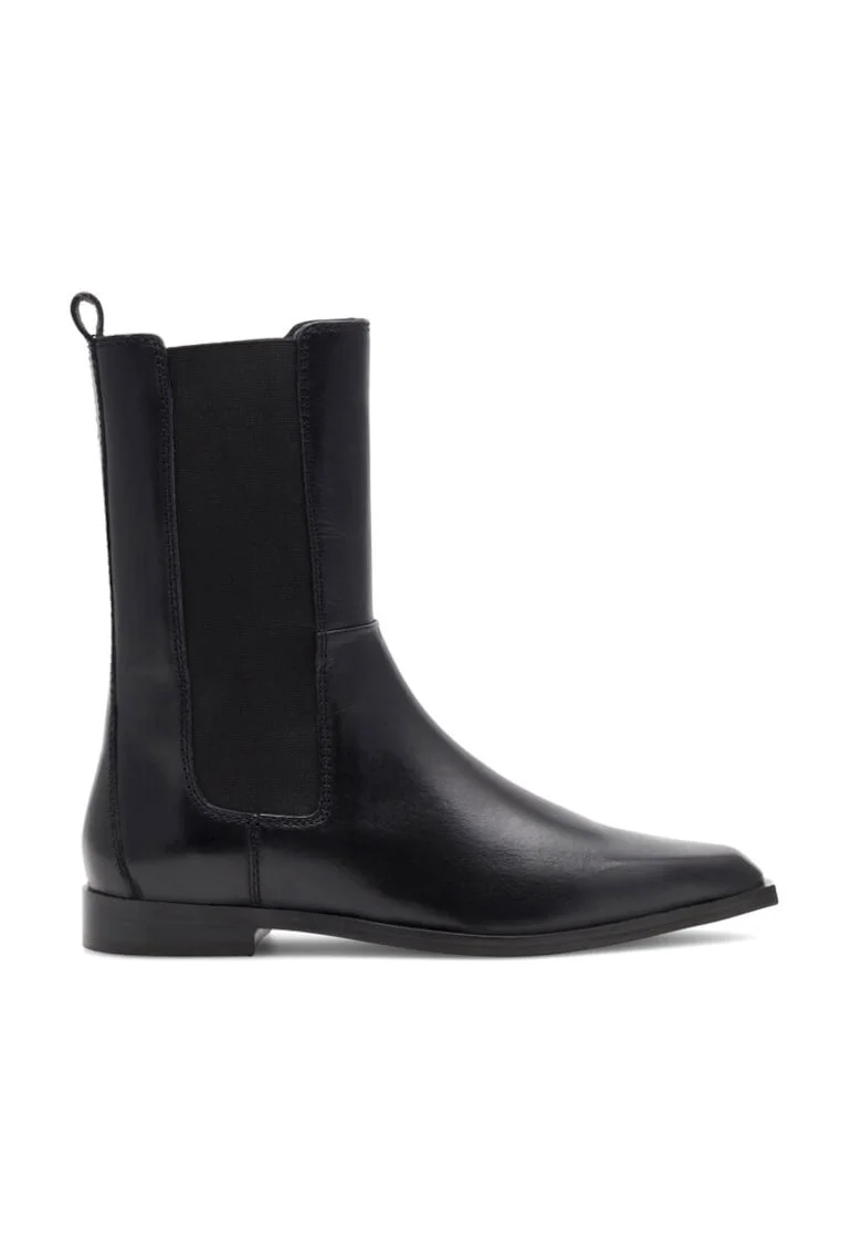 Botine dama,  590559, Piele naturala, Negru,