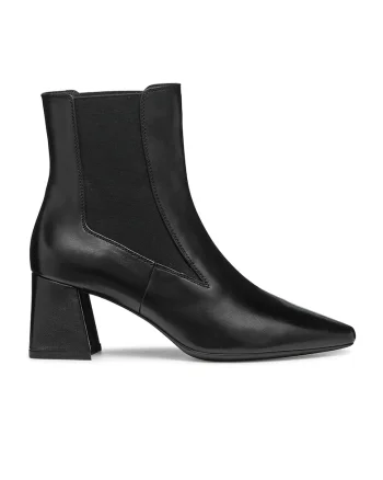 Botine Chelsea de piele cu toc masiv, Negru
