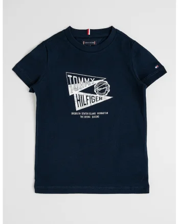 Tricou de bumbac cu imprimeu logo, Alb murdar/Bleumarin