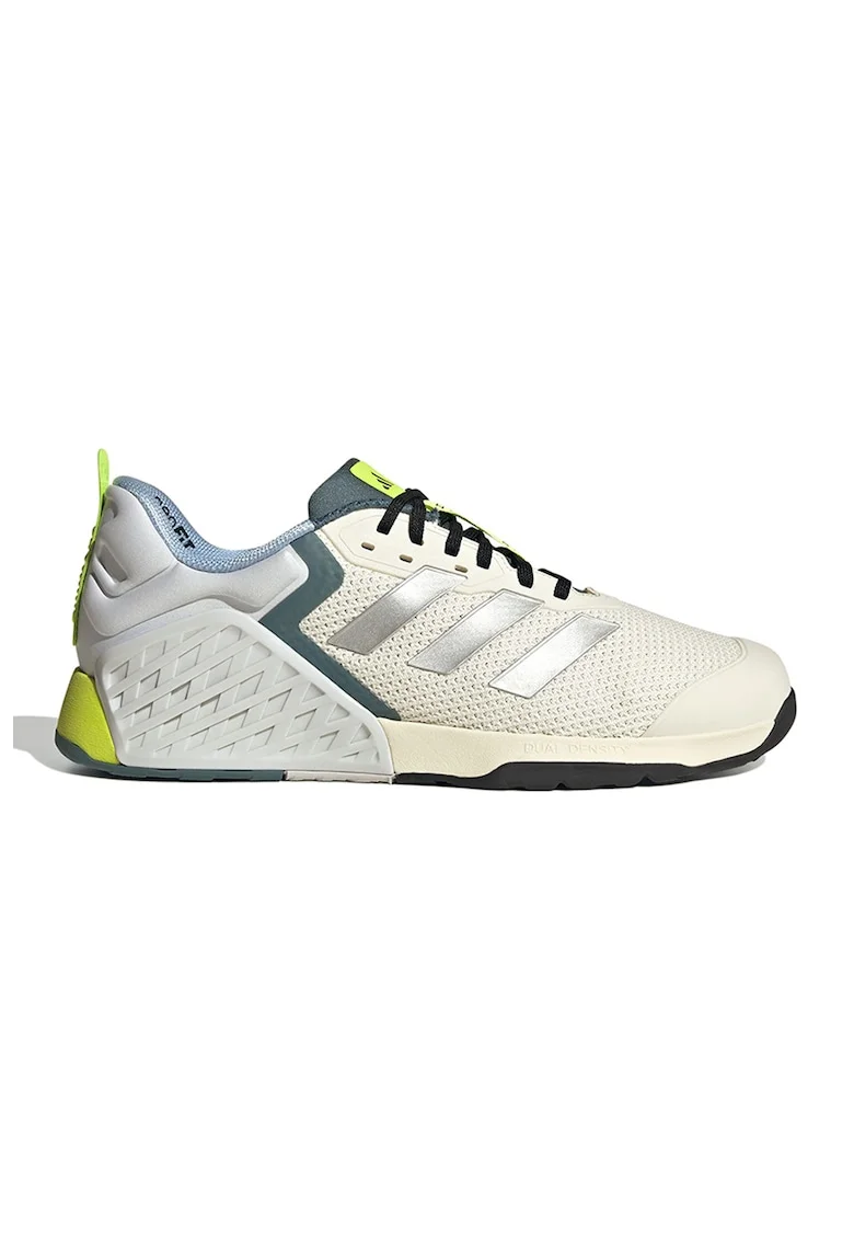 Pantofi cu logo pentru fitness Dropset 3, Alb fildes/Argintiu