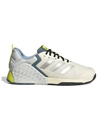 Pantofi cu logo pentru fitness Dropset 3, Alb fildes/Argintiu
