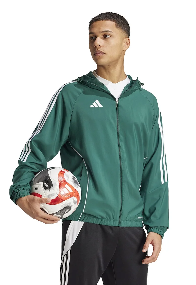 Jacheta cu maneci raglan, pentru fotbal Tiro 24, Alb/Verde inchis