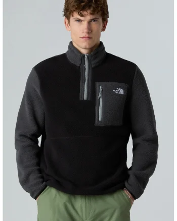 Bluza de trening din material fleece cu fenta cu fermoar pentru drumetii, Negru/Gri inchis