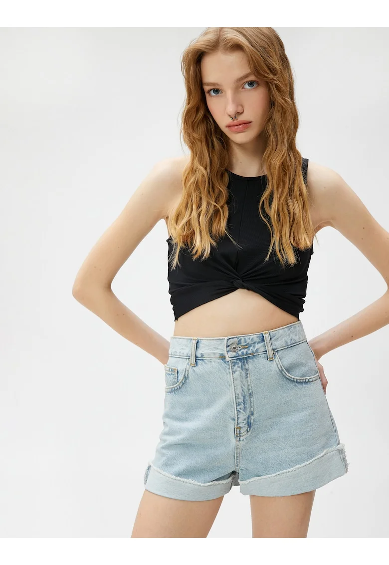 Top crop striat cu fronseu, Negru