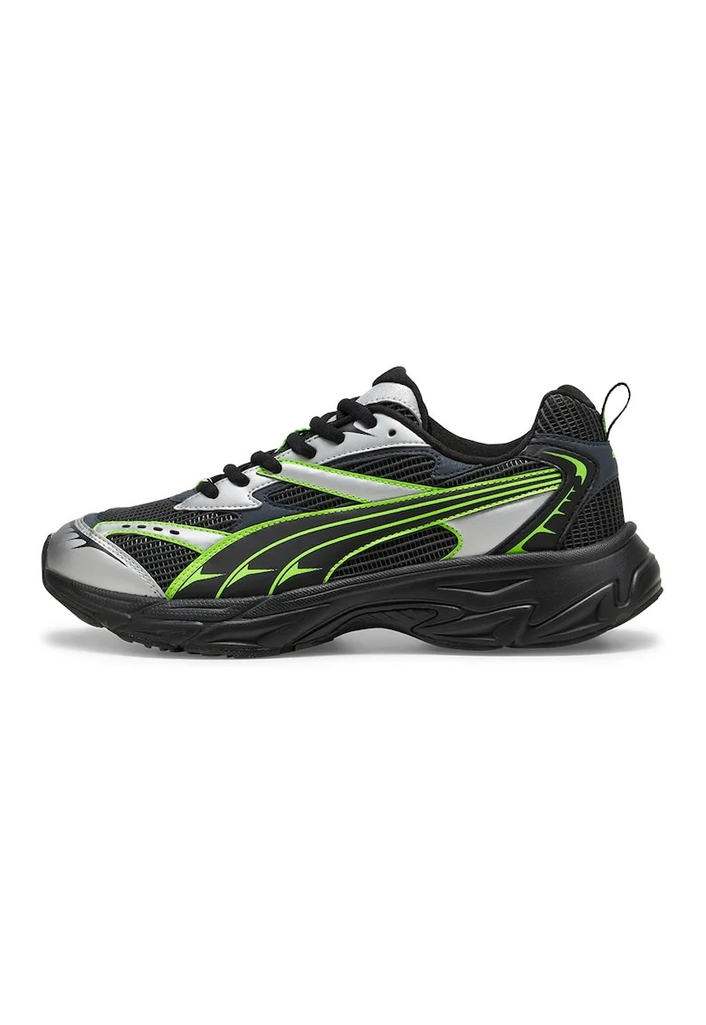 Pantofi sport cu insertii textile Morphic Athletic, Alb/Negru/Verde neon