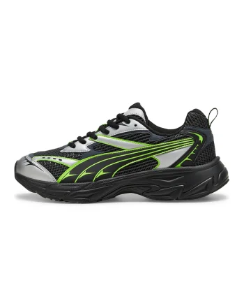 Pantofi sport cu insertii textile Morphic Athletic, Alb/Negru/Verde neon