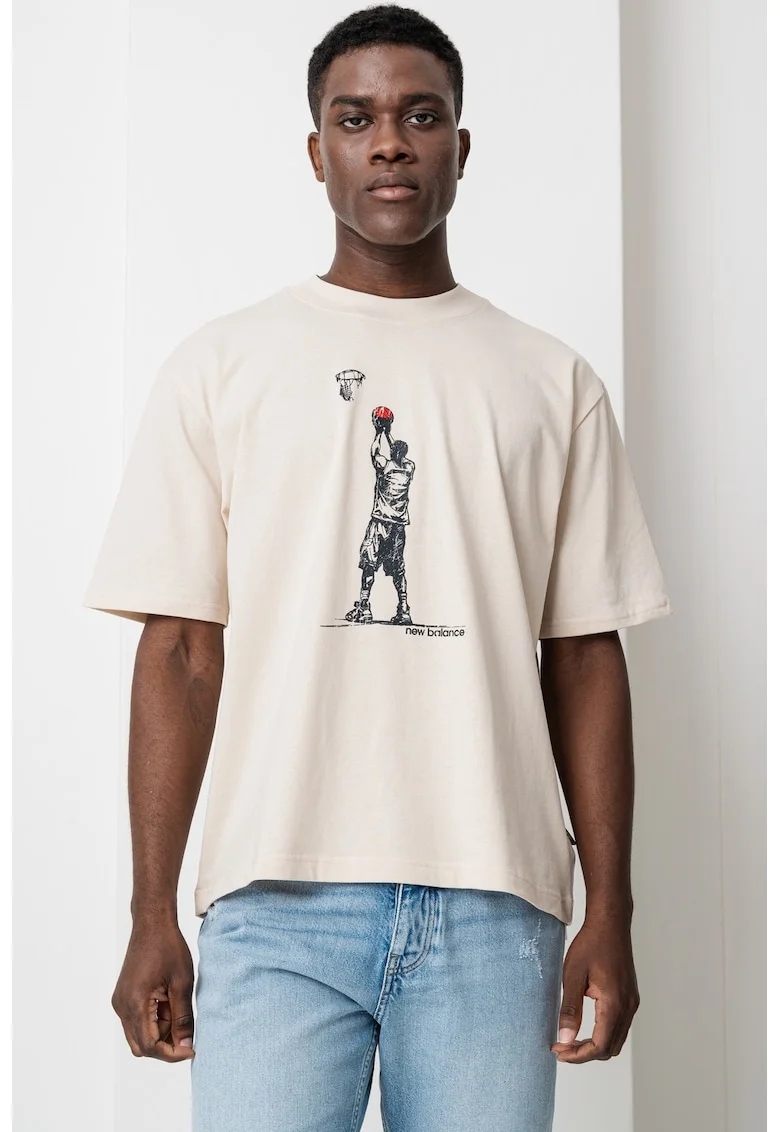 Tricou lejer cu imprimeu, Negru/Bej