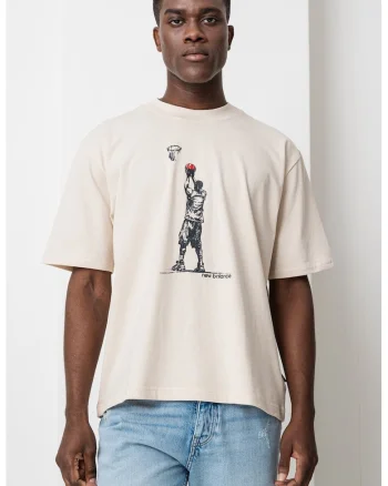 Tricou lejer cu imprimeu, Negru/Bej