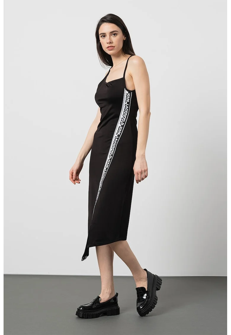 Rochie midi asimetrica cu banda logo