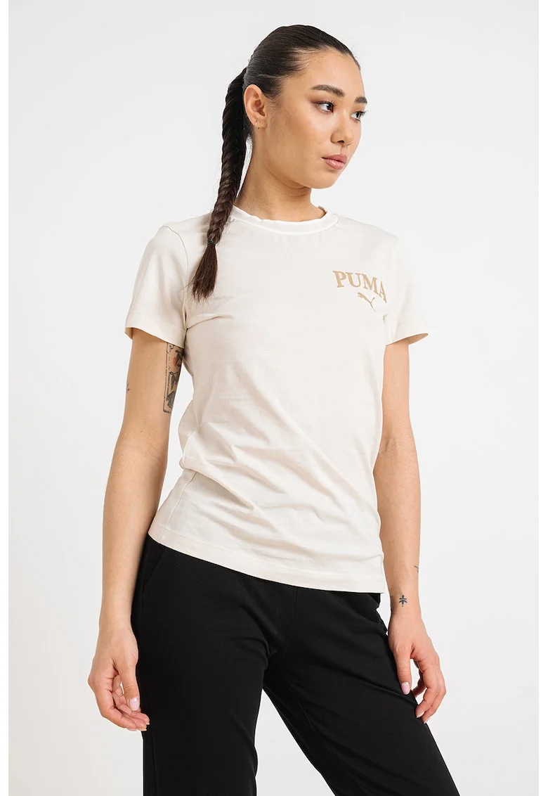 Tricou cu logo pe piept Squad, Bej/Crem