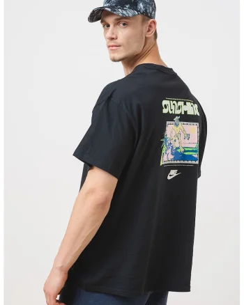 Tricou cu imprimeu pe partea din spate, Negru/Roz/Albastru