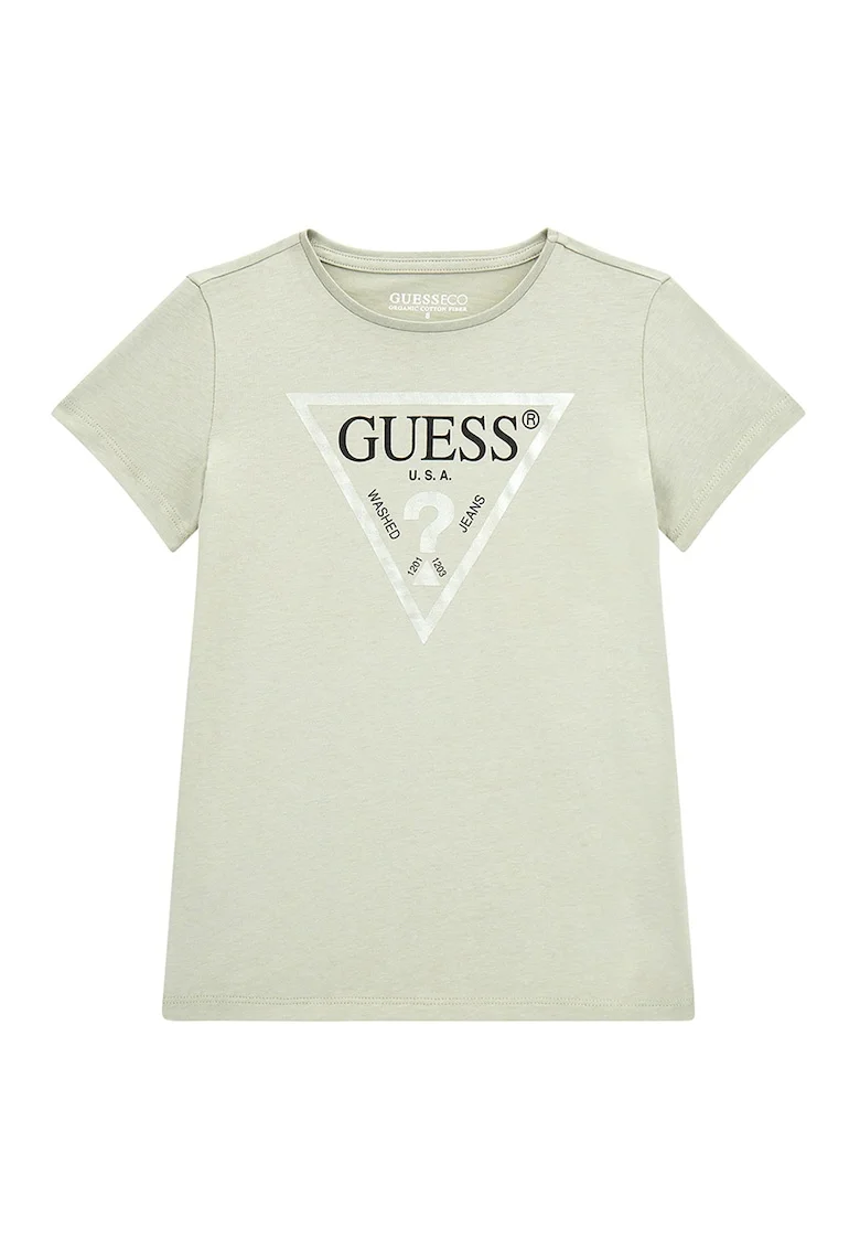 Tricou de bumbac cu imprimeu logo metalizat