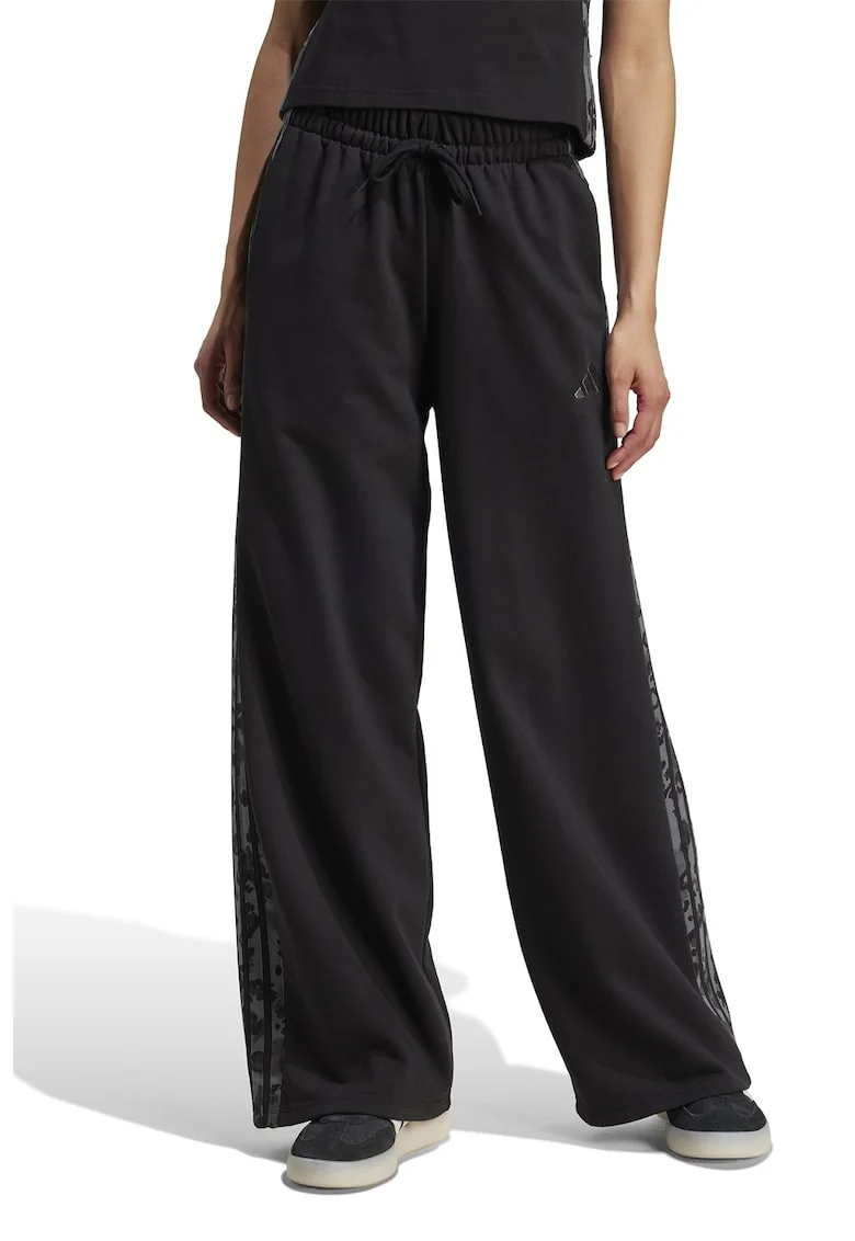 Pantaloni de trening cu croiala ampla si snur de ajustare in talie, Gri/Negru stins
