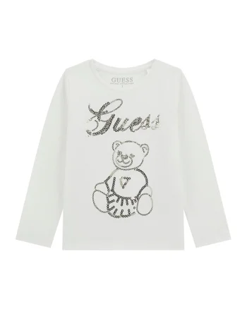 Bluza din amestec de bumbac cu paiete, Auriu/Alb fildes