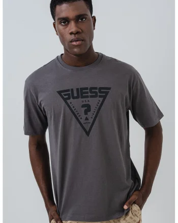Tricou relaxed fit cu logo, Gri inchis