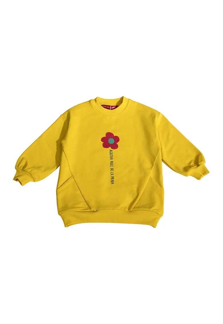 Bluza de trening cu decolteu la baza gatului si imprimeu