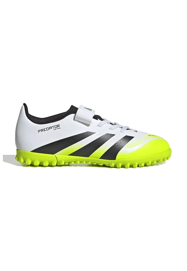 Pantofi pentru fotbal cu velcro Predator Club, Negru stins/Verde electric/Alb optic