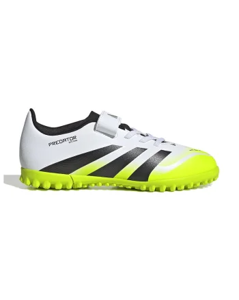 Pantofi pentru fotbal cu velcro Predator Club, Negru stins/Verde electric/Alb optic