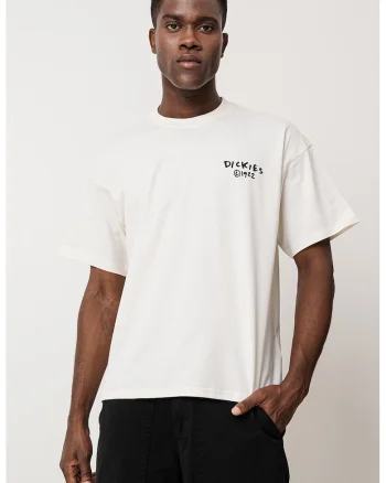 Tricou de bumbac cu imprimeu text pe spate, Alb/Negru