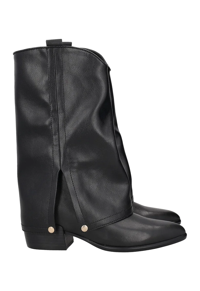 Cizme mid-calf cu strat suprapus Giselle, Negru
