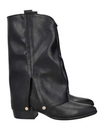 Cizme mid-calf cu strat suprapus Giselle, Negru
