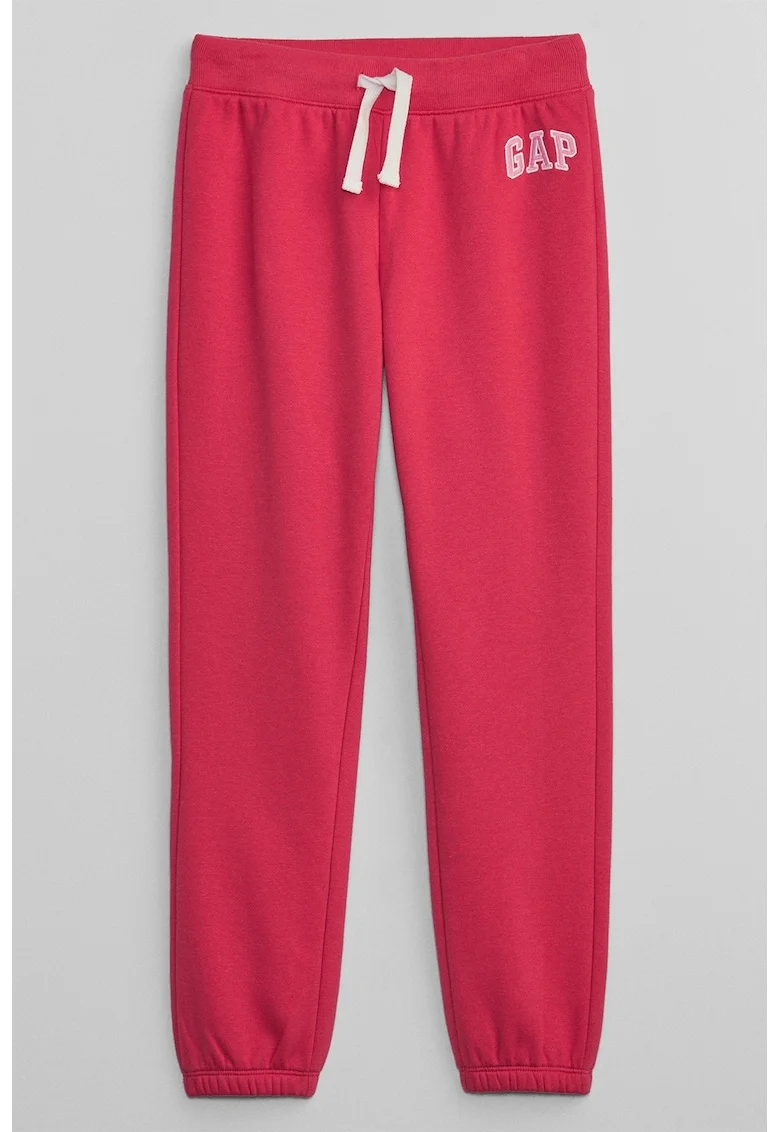 Pantaloni de trening din bumbac cu snur, Coral/Alb optic
