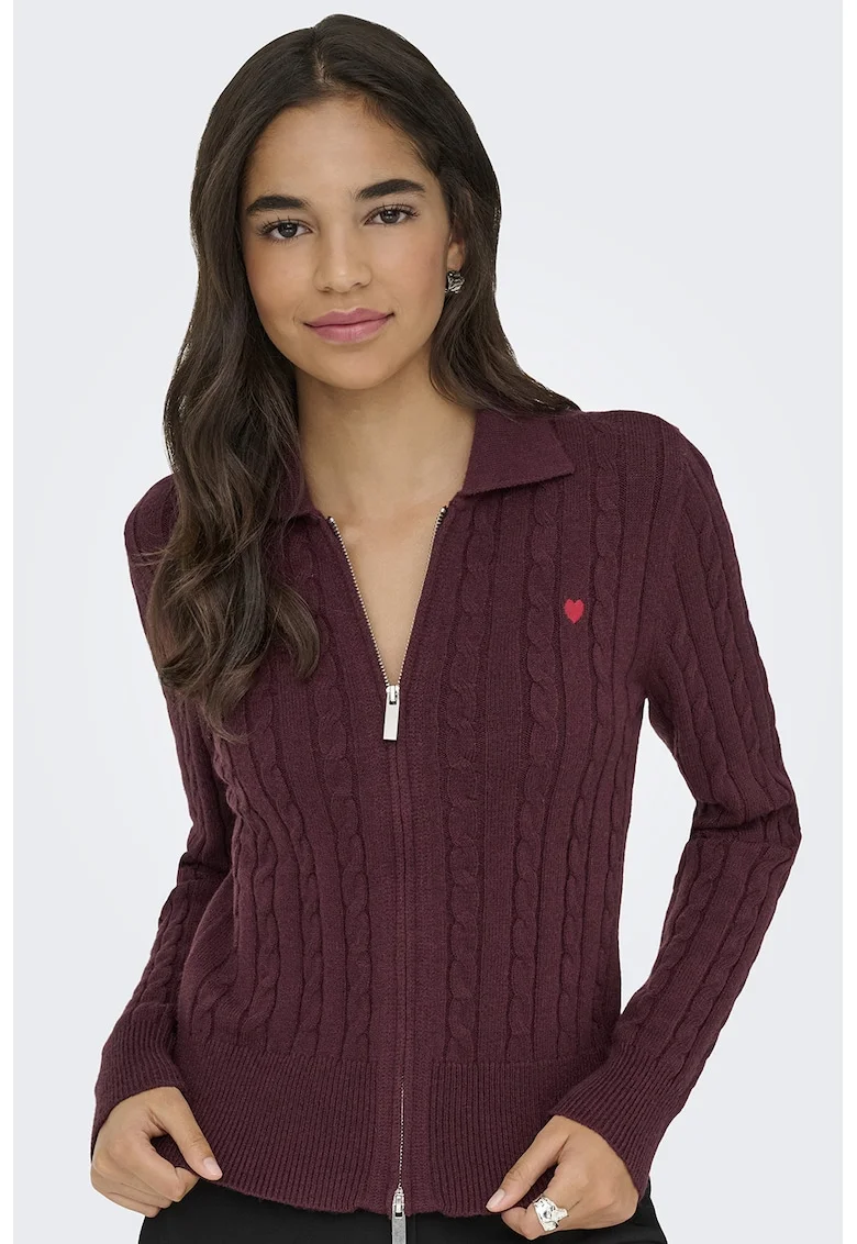 Pulover slim-fit cu fermoar, Violet tyrian
