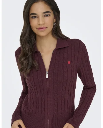 Pulover slim-fit cu fermoar, Violet tyrian