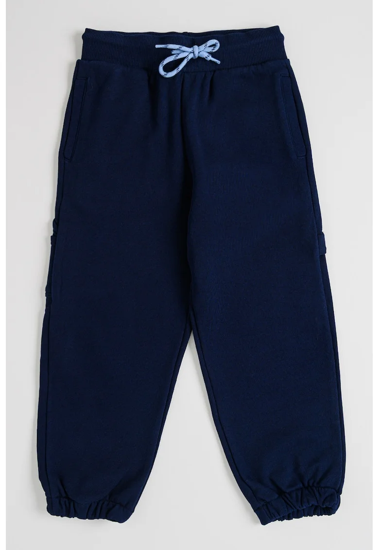 Pantaloni de trening cu snur de ajustare si buzunare multiple, Bleumarin