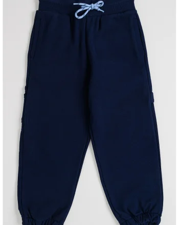 Pantaloni de trening cu snur de ajustare si buzunare multiple, Bleumarin