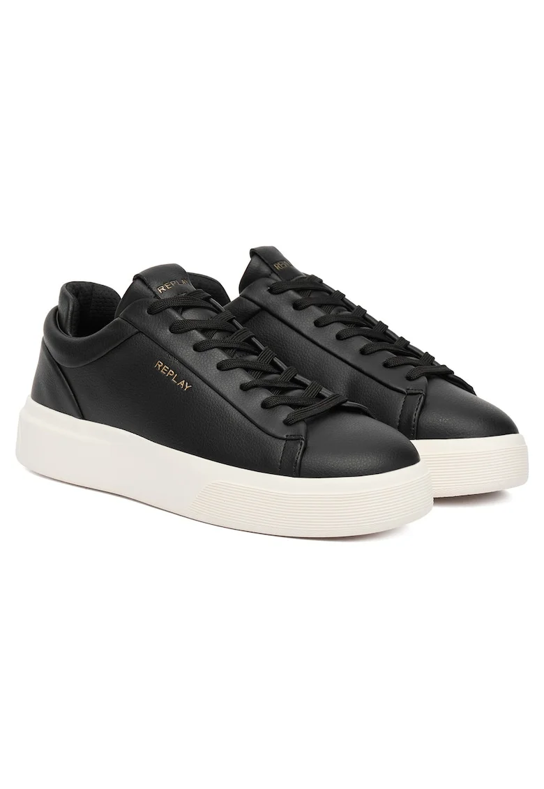 Tenisi barbati,  Black 003, piele naturala, Negru