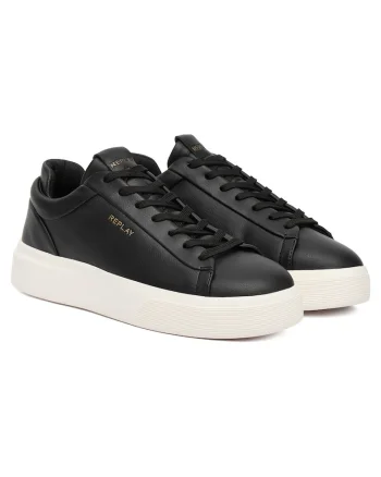 Tenisi barbati,  Black 003, piele naturala, Negru